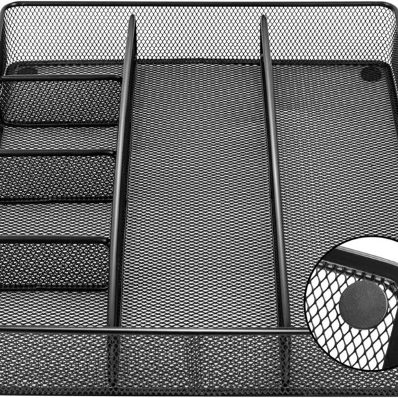 Desk Drawer Organizer for Office and Home, Metal Mesh, Anti-Slip, 6 Compartments - Picture 5 of 6